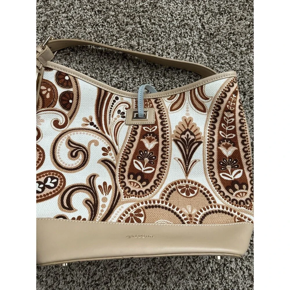 Spartina 449 Tapestry And Leather Bucket Bag Shoulder Purse